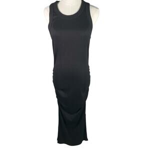 Michael Stars Black Ribbed Tank‎ Maxi Dress Size M Made in USA Sleeveless Knit